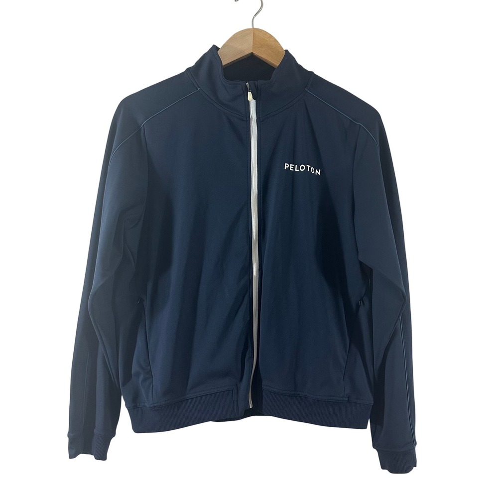 Splits59 Peloton Womens Navy Blue Full Zip Track Jacket Size M Mock Neck Stretch